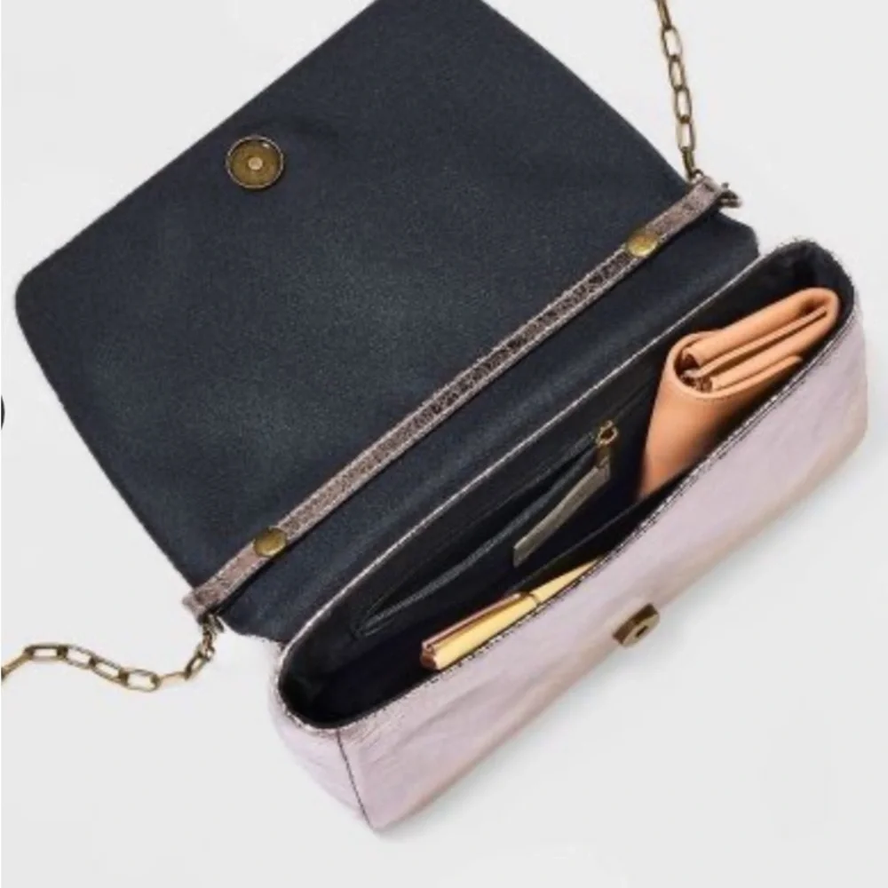 Universal Thread Flap Crossbody Bag Metallic Bronze Handbag Brown